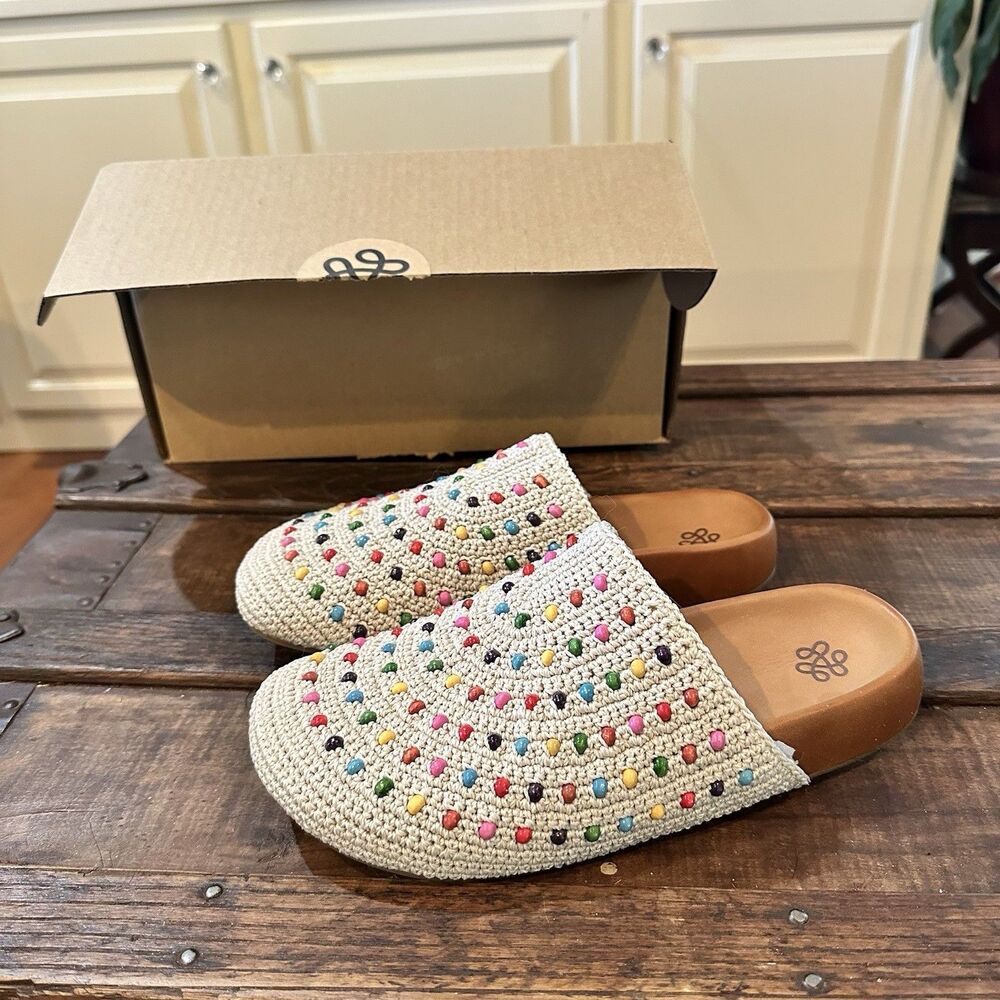 NEW THE SAK Bolinas Beaded Crochet Clogs Size 8 Multi Slip On Casual Shoes - Picture 2 of 7